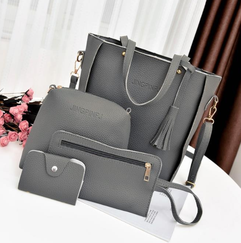 Korean Version Of Bucket Tassel Four-piece Mother-in-law Bag Handbag Mobile Phone Coin Purse