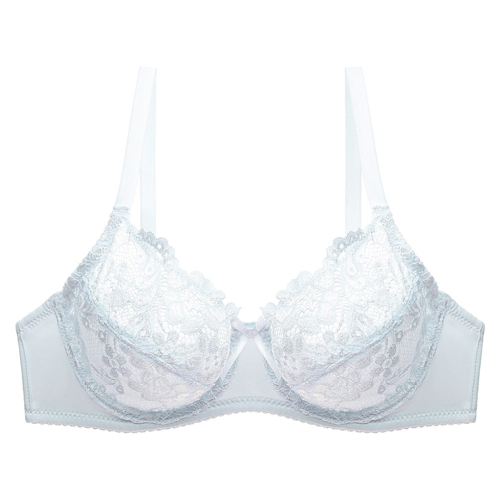Sheer Embroidered Breathable Lace Bra