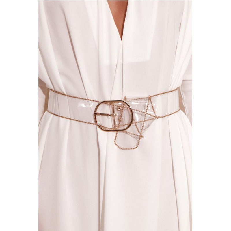 Cinturón transparente para ropa de mujer.
