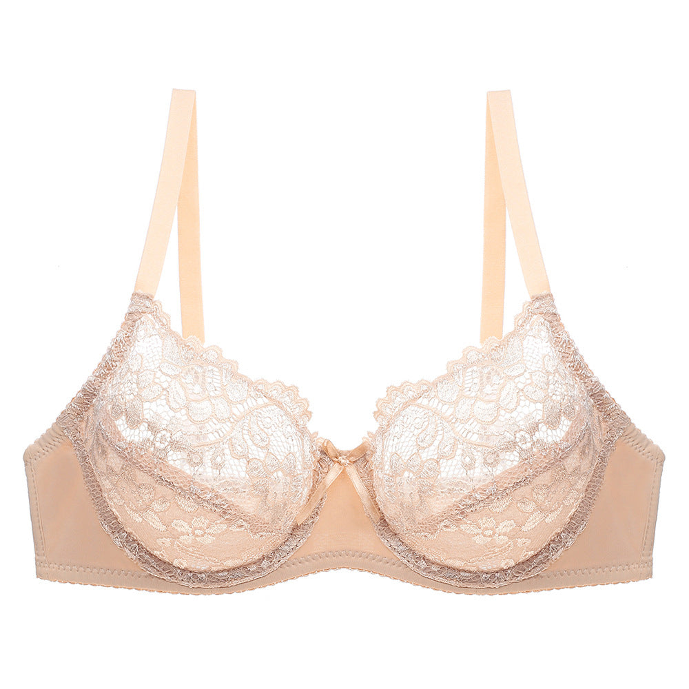 Sheer Embroidered Breathable Lace Bra