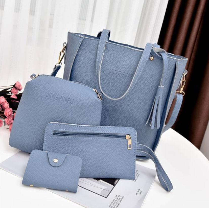 Korean Version Of Bucket Tassel Four-piece Mother-in-law Bag Handbag Mobile Phone Coin Purse