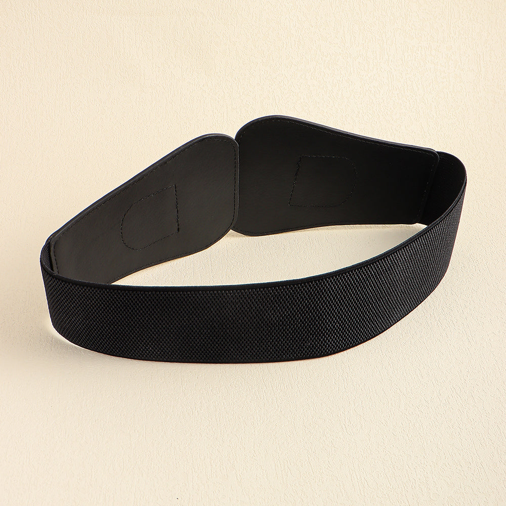 Nuevo Retro mujer elástico cintura ancha sello geométrico entrelazado hebilla 100 partido falda abrigo Simple cinturón negro