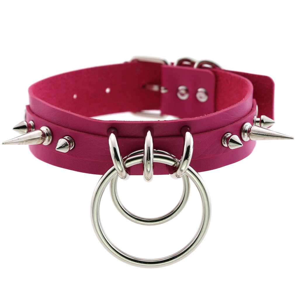 KMVEXO Punk Spike Collar de Metal niñas cuero arnés gargantilla Collar para mujeres Fiesta Club Chockers joyería gótica Harajuku