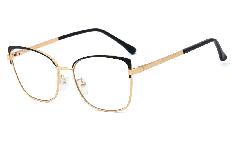 Women's Flat Metal Glasses, Comfortable Spring Temples, Anti-blue Glasses, Trendy Glasses Frame