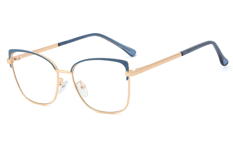 Women's Flat Metal Glasses, Comfortable Spring Temples, Anti-blue Glasses, Trendy Glasses Frame