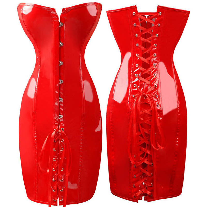 Women PVC Leather Corset Latex Waist Cincher