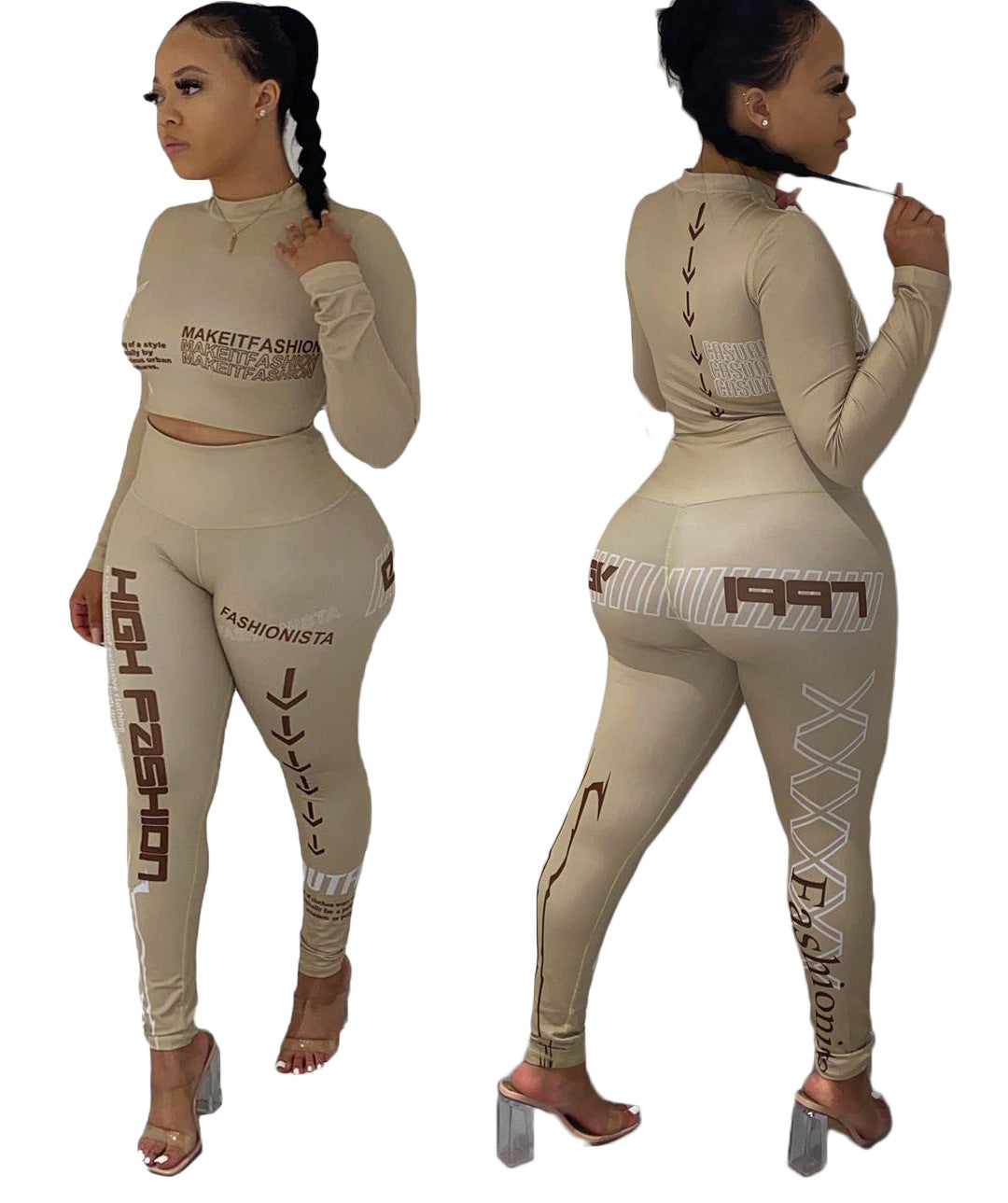 Ropa de mujer de dos piezas con estampado de letras