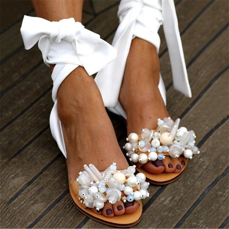 Women's Shoes Sandals Ethnic Pearl Beaded Women's Shoes