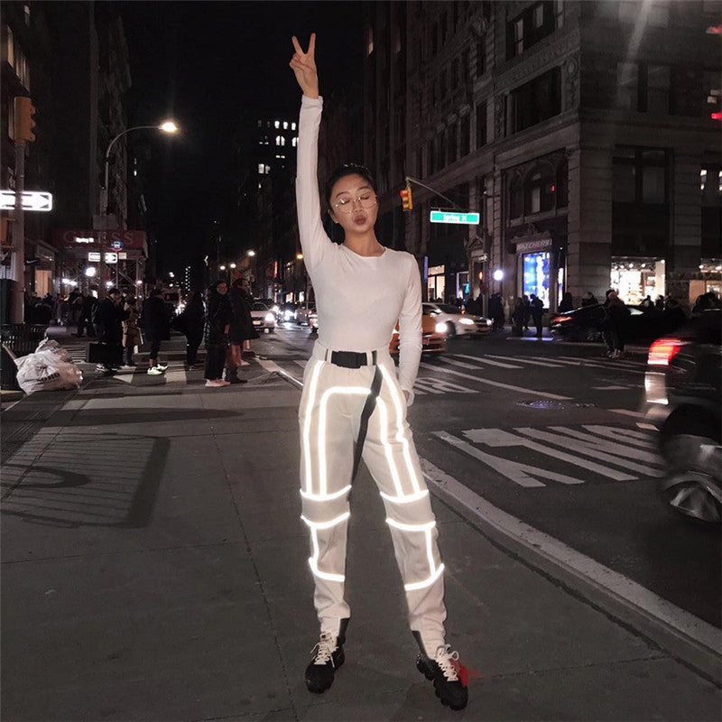 Europe and the United States cross-border explosion models 2021 speed sell through the spring new women's ins hot reflective stitching casual overalls