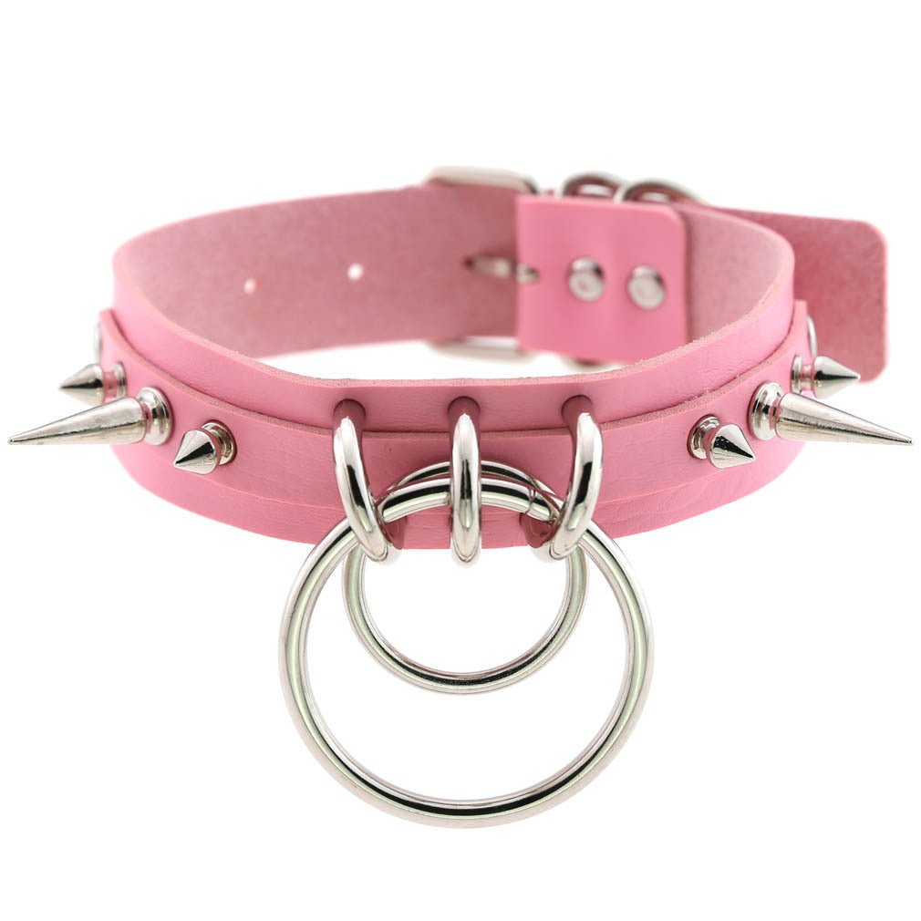 KMVEXO Punk Spike Collar de Metal niñas cuero arnés gargantilla Collar para mujeres Fiesta Club Chockers joyería gótica Harajuku