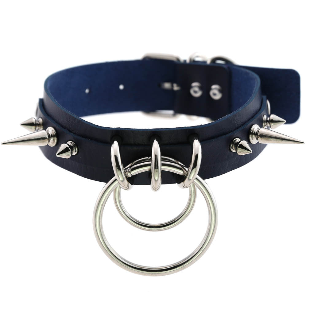 KMVEXO Punk Spike Collar de Metal niñas cuero arnés gargantilla Collar para mujeres Fiesta Club Chockers joyería gótica Harajuku