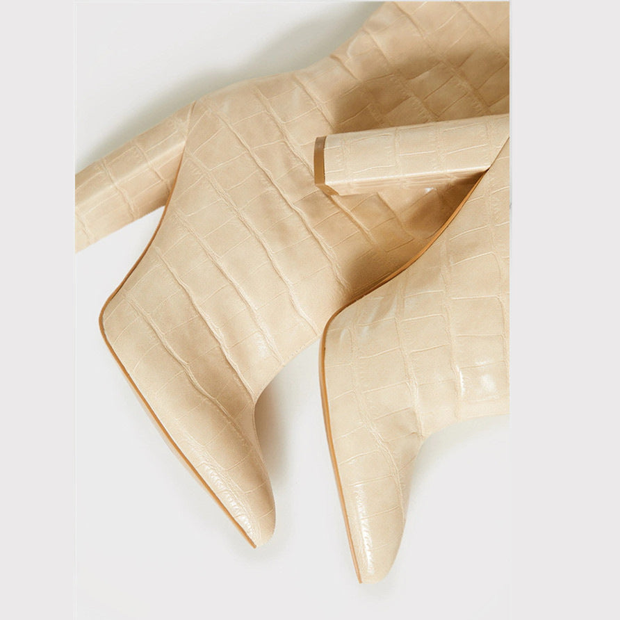 Chunky Heel Crocodile Pattern Fashion Women's Boots Over-the-knee Boots