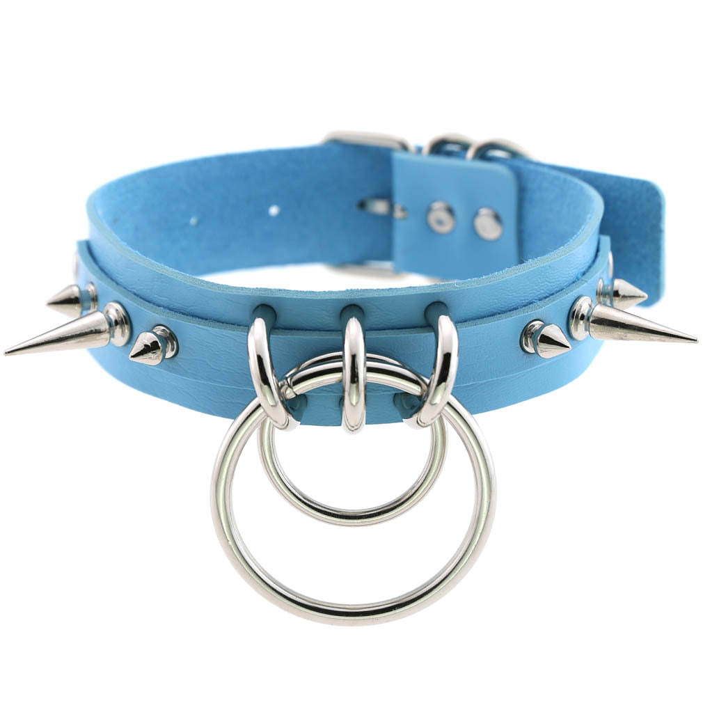 KMVEXO Punk Spike Collar de Metal niñas cuero arnés gargantilla Collar para mujeres Fiesta Club Chockers joyería gótica Harajuku