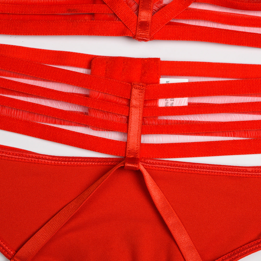 Lingerie Suit Black Webbing Stitching Halter Neck Nightclub Suit