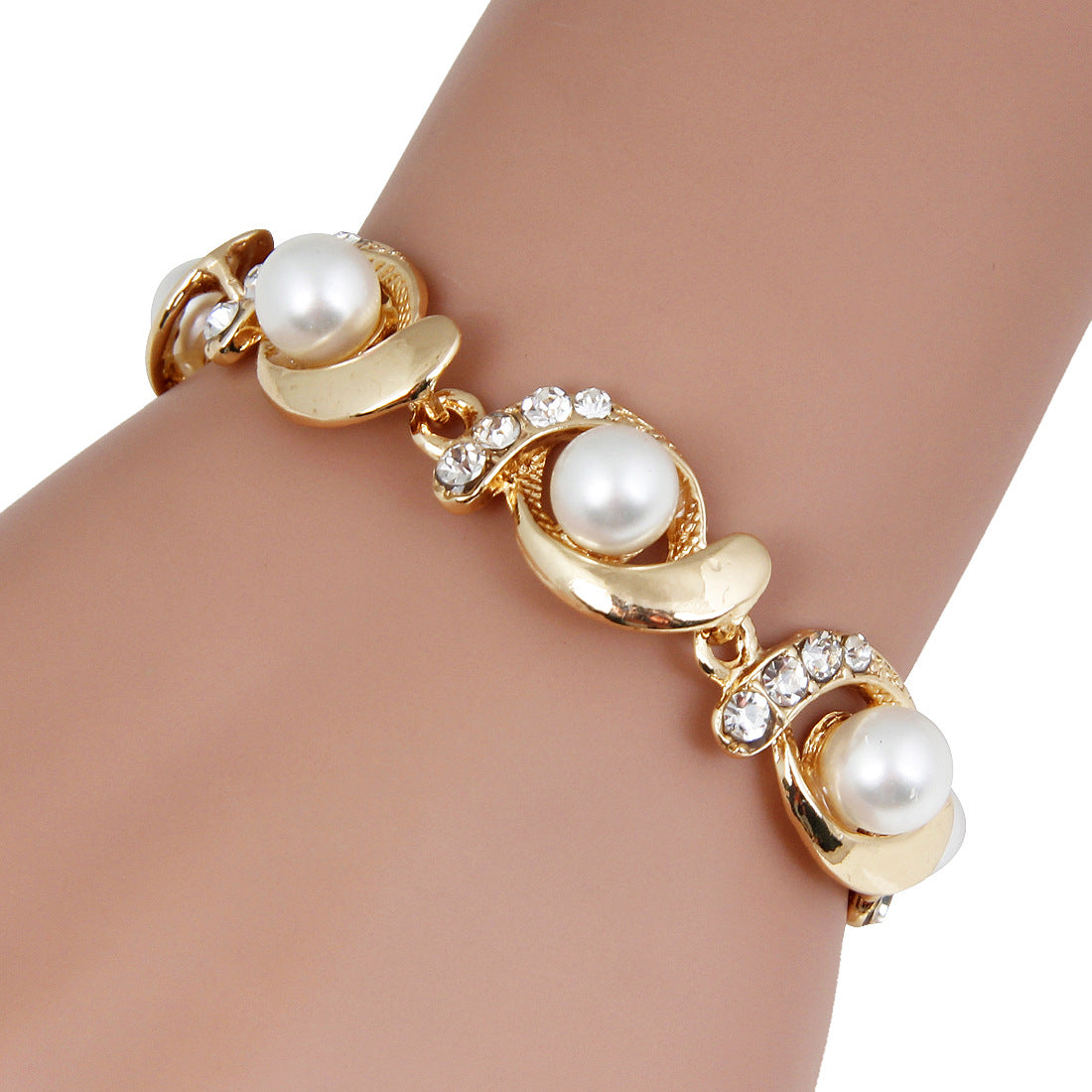 Korean Style Fashion Gold Plated Silver Plated Pearl Alloy Bracelet