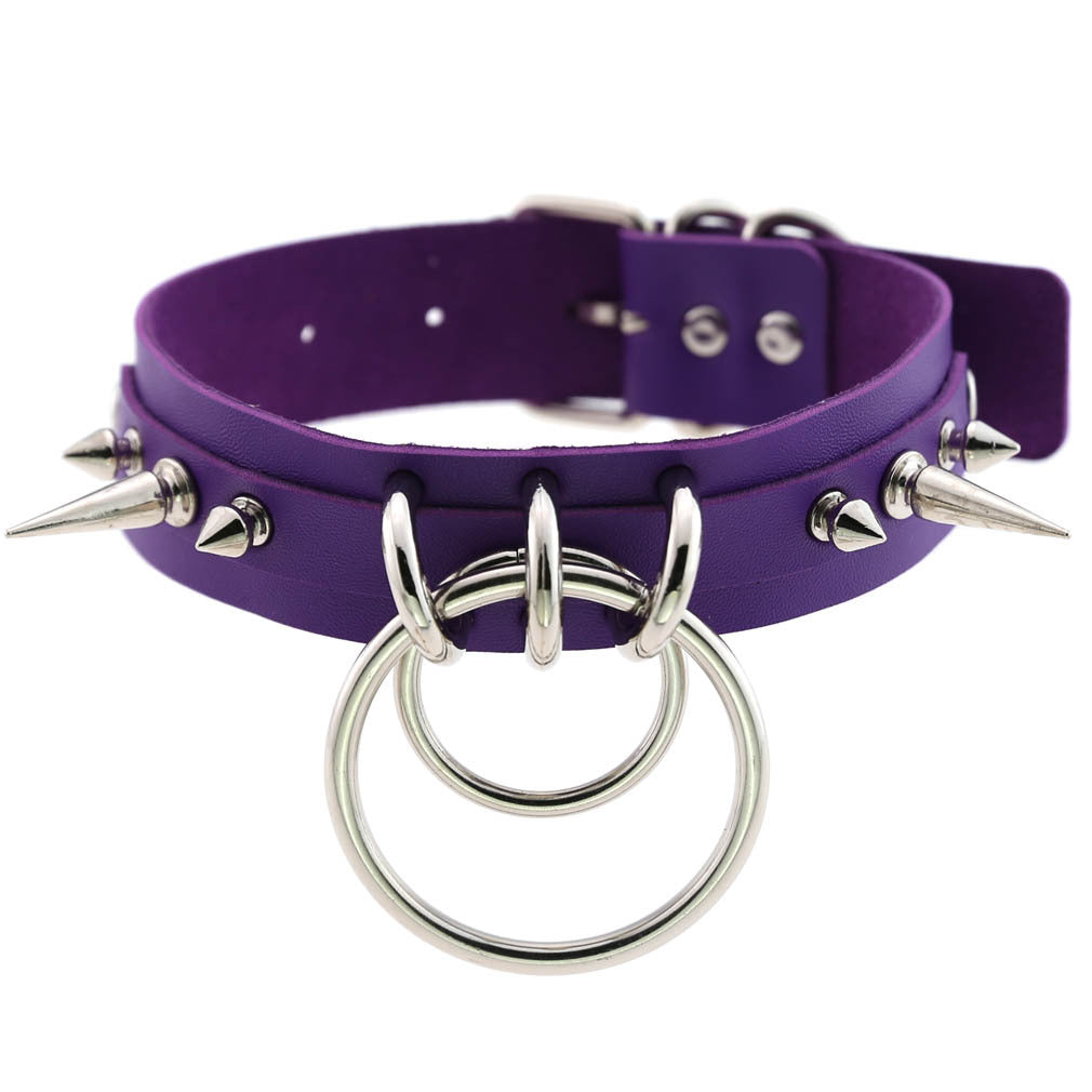 KMVEXO Punk Spike Collar de Metal niñas cuero arnés gargantilla Collar para mujeres Fiesta Club Chockers joyería gótica Harajuku