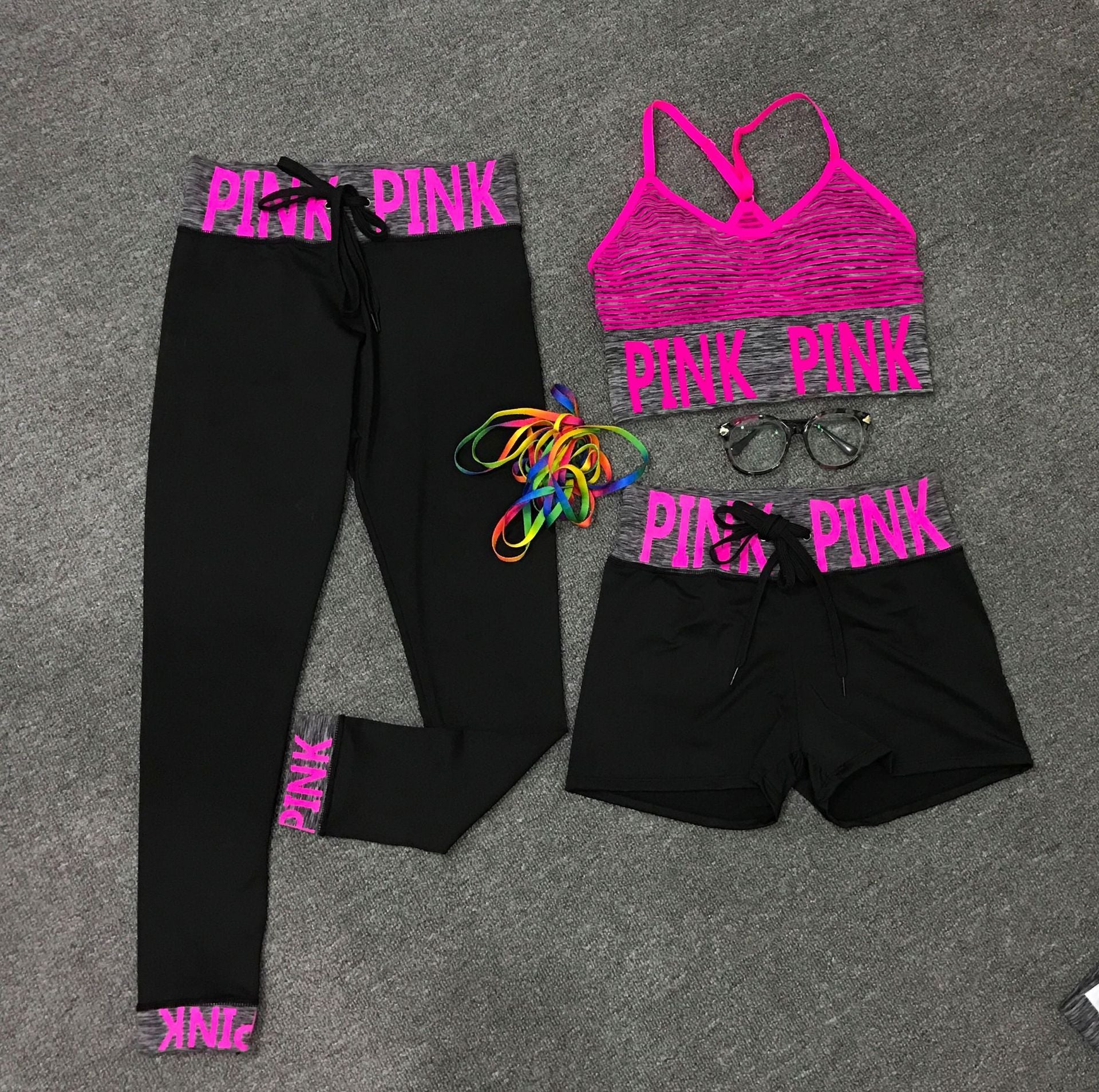 English Alphabet Yoga Clothes Three-piece Suit Women