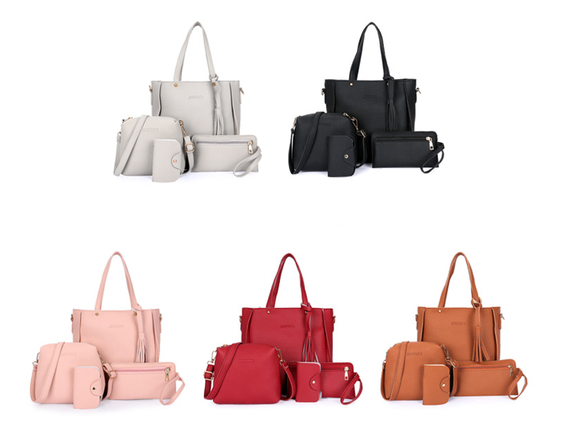 Korean Version Of Bucket Tassel Four-piece Mother-in-law Bag Handbag Mobile Phone Coin Purse