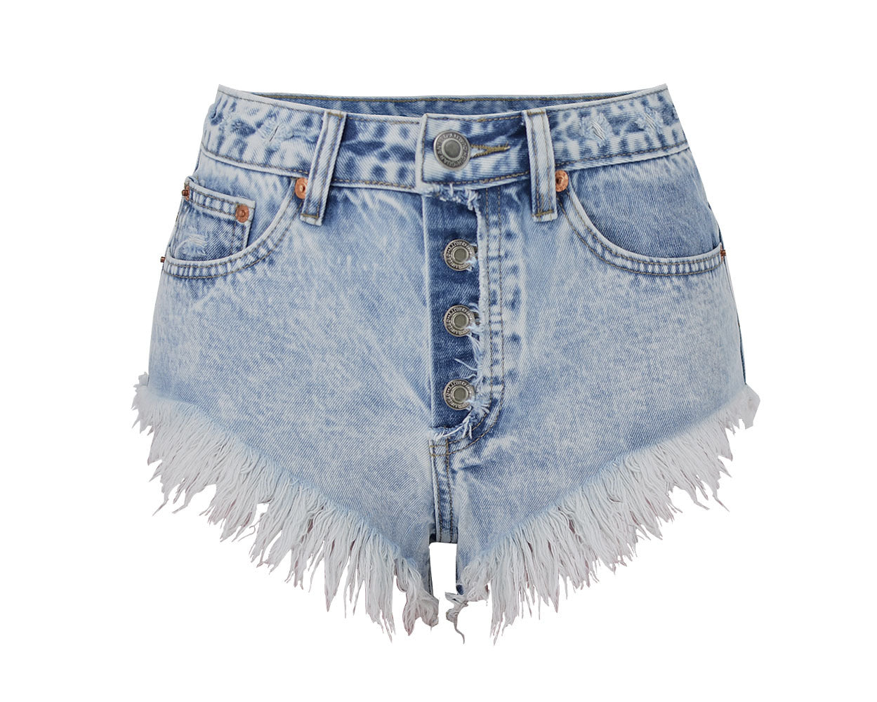 High Waist Breasted Worn Washed Snowflake Ladies Denim Shorts Beach Hot Pants