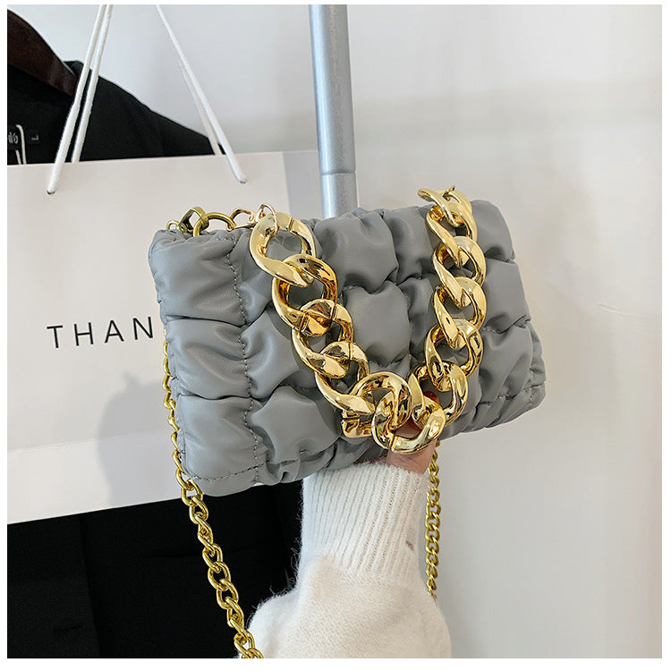 Embroidered Thread Thick Chain Check Fashion One-shoulder Messenger Bag