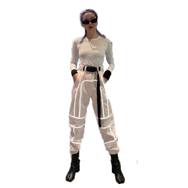 Europe and the United States cross-border explosion models 2021 speed sell through the spring new women's ins hot reflective stitching casual overalls