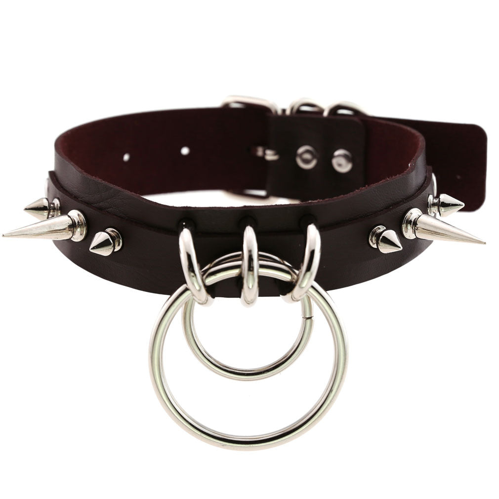 KMVEXO Punk Spike Collar de Metal niñas cuero arnés gargantilla Collar para mujeres Fiesta Club Chockers joyería gótica Harajuku