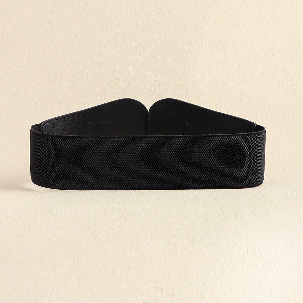 Nuevo Retro mujer elástico cintura ancha sello geométrico entrelazado hebilla 100 partido falda abrigo Simple cinturón negro