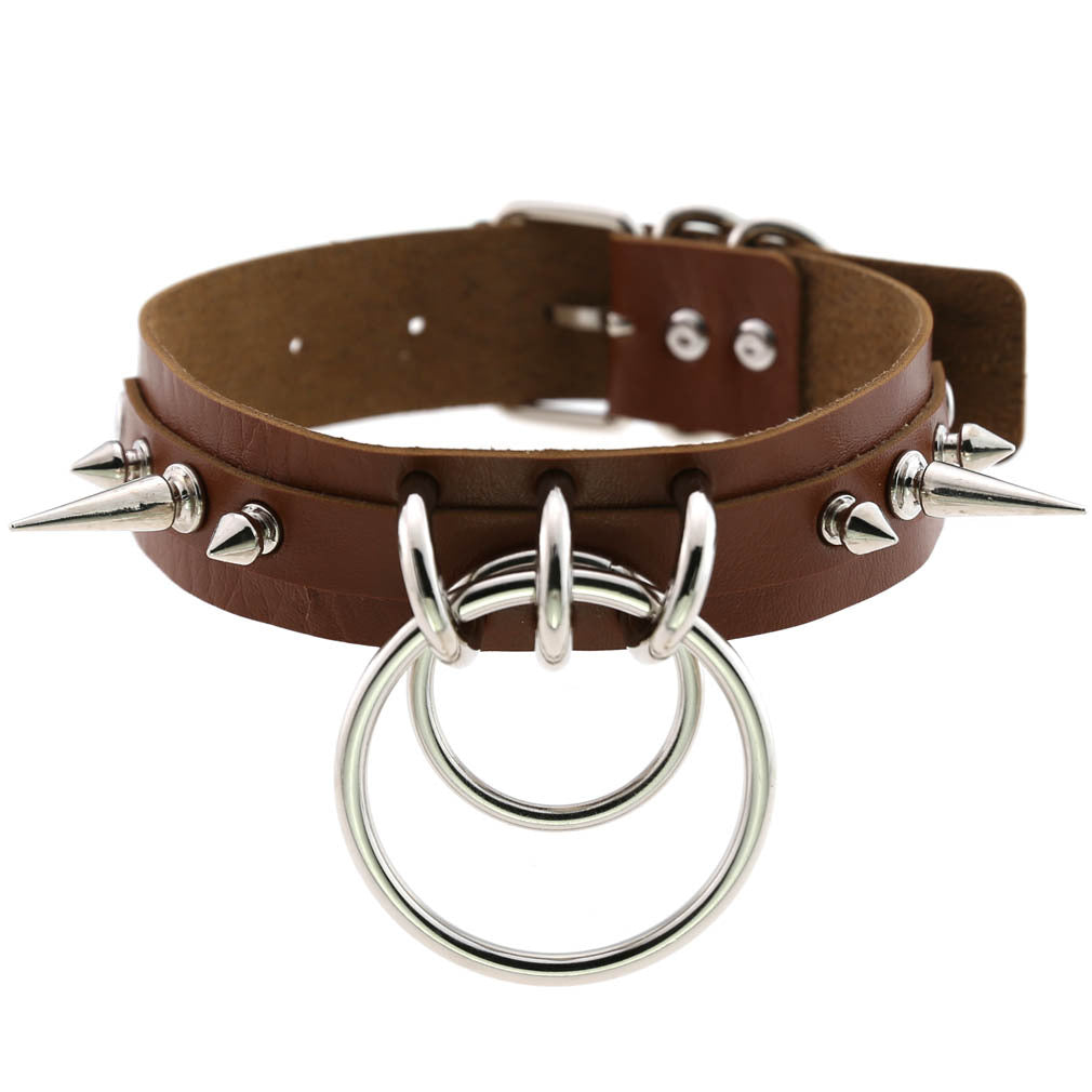 KMVEXO Punk Spike Collar de Metal niñas cuero arnés gargantilla Collar para mujeres Fiesta Club Chockers joyería gótica Harajuku