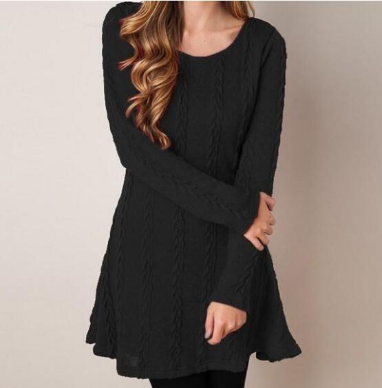Women Causal Short Sweater Dress Female Autumn Winter White Long Sleeve Loose knitted Sweaters Dresses