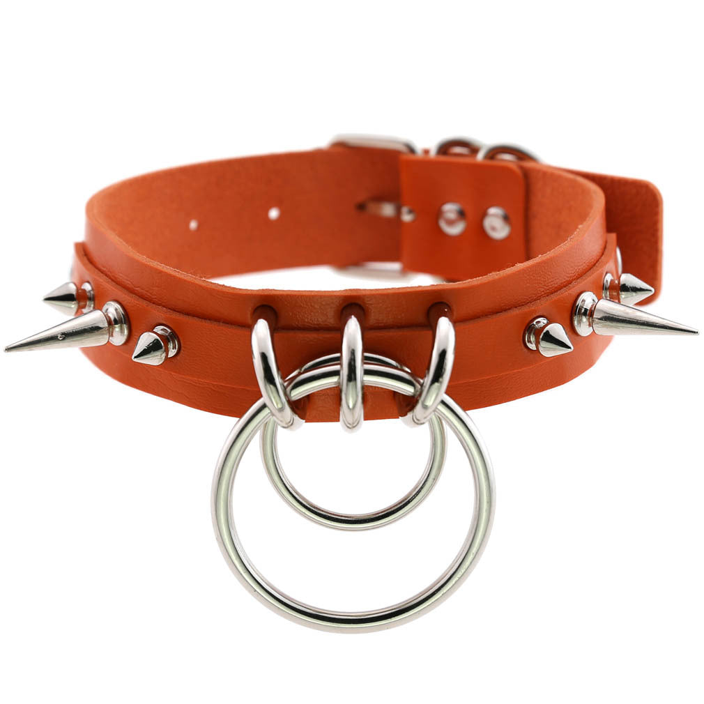 KMVEXO Punk Spike Collar de Metal niñas cuero arnés gargantilla Collar para mujeres Fiesta Club Chockers joyería gótica Harajuku