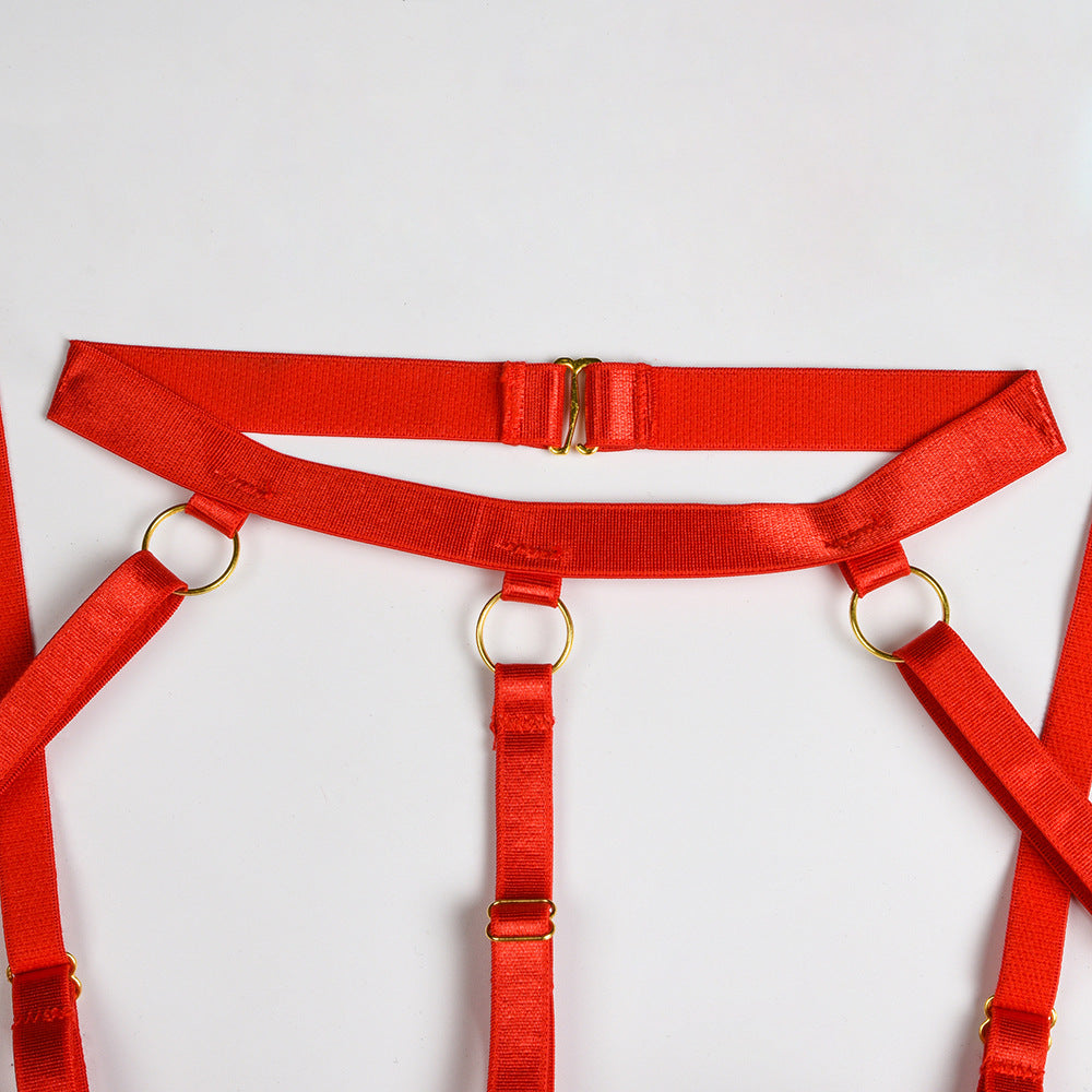 Lingerie Suit Black Webbing Stitching Halter Neck Nightclub Suit