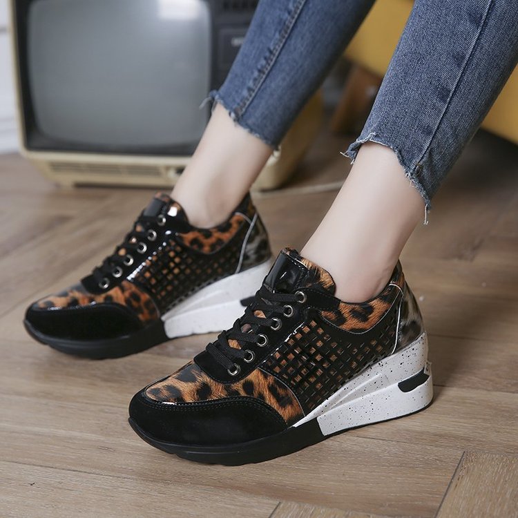 Sequined cutout heightened sneakers