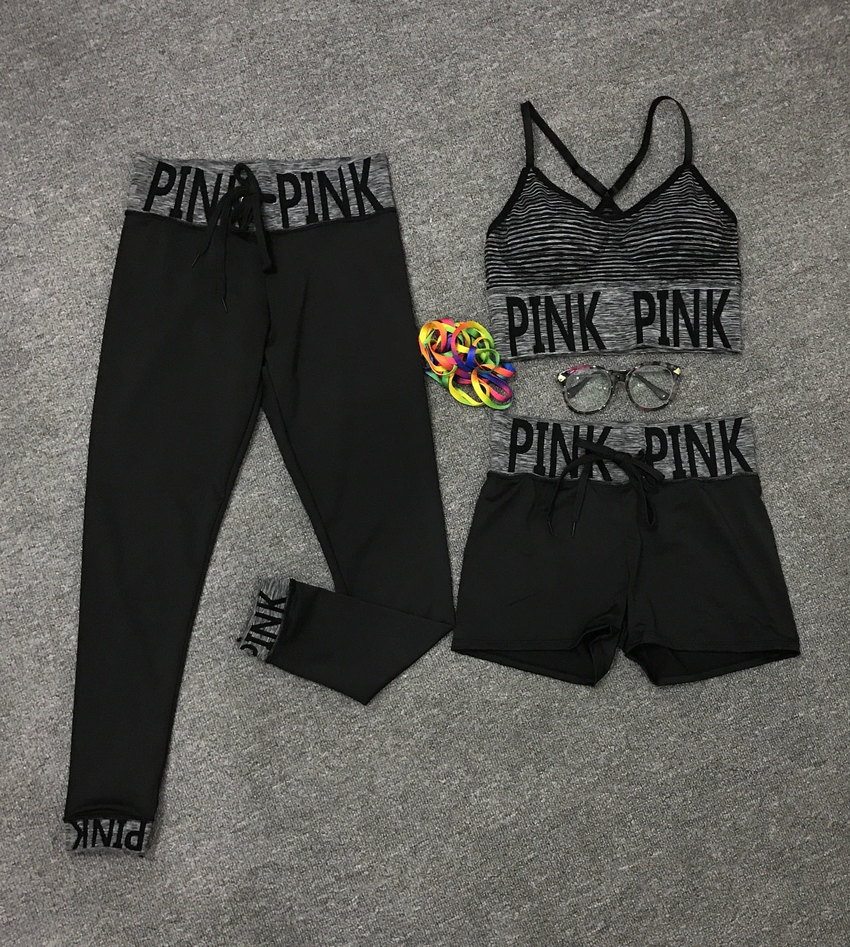 English Alphabet Yoga Clothes Three-piece Suit Women