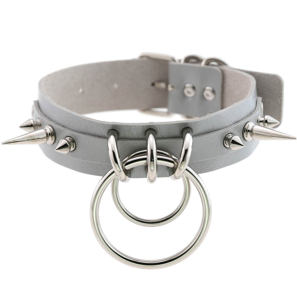 KMVEXO Punk Spike Collar de Metal niñas cuero arnés gargantilla Collar para mujeres Fiesta Club Chockers joyería gótica Harajuku
