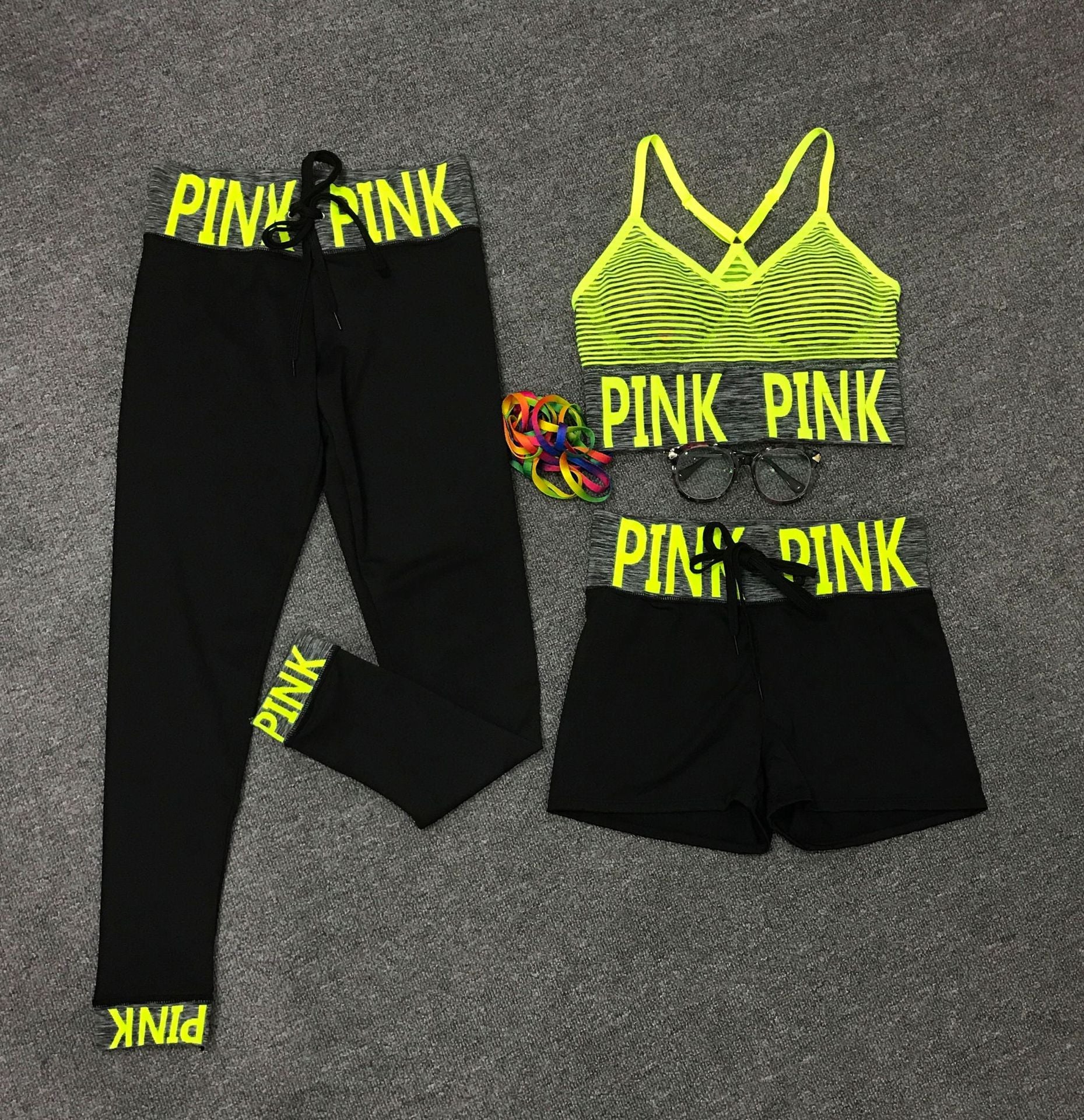English Alphabet Yoga Clothes Three-piece Suit Women