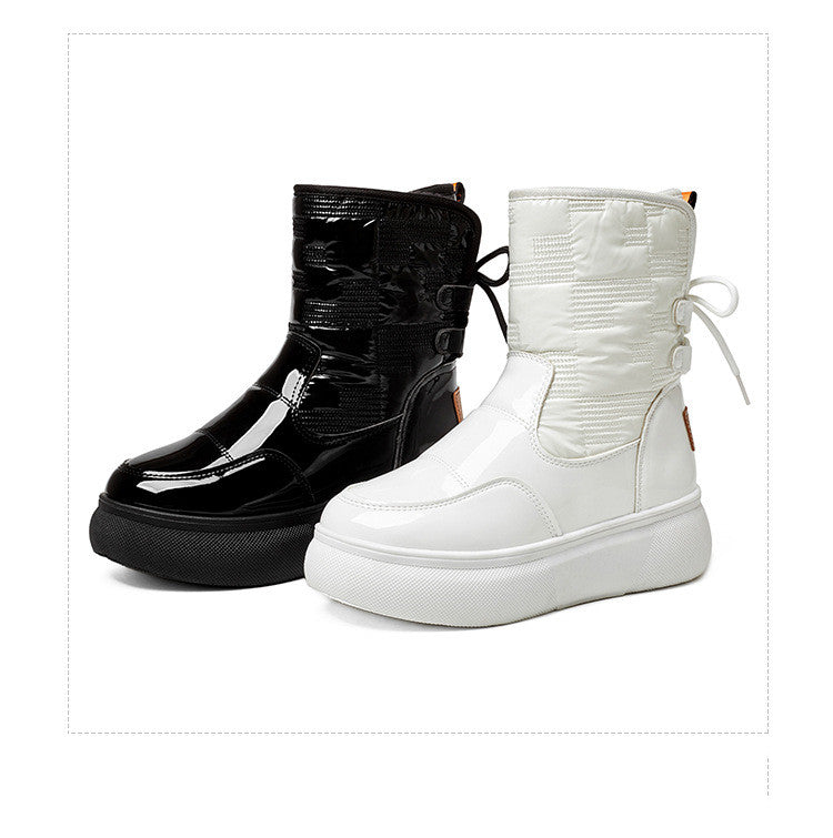 Women's Thick And Velvet Cotton Flat-bottomed Thick-soled Ankle Boots