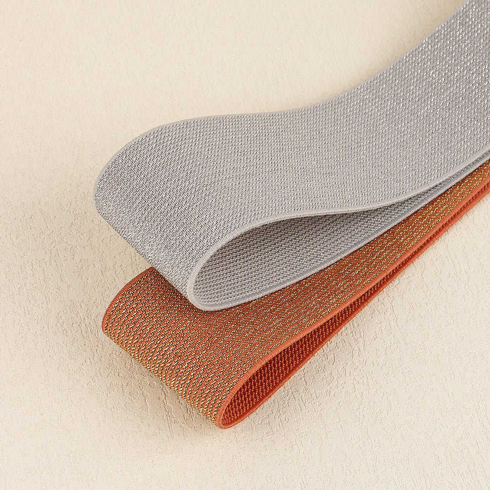New Elasticated Belt With Pearlescent Fine Shine Elastic Metal Shell Buttonhead Fashion Street Photo Waist Accessories