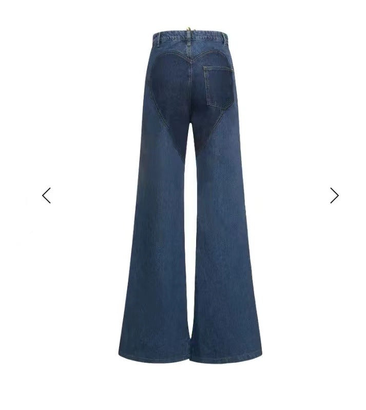Pantalones vaqueros acampanados rectos cruzados calados con recortes de ropa de calle para mujer