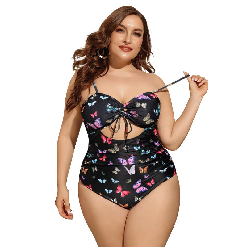 Plus Size Woman One Piece Print Swimsuit