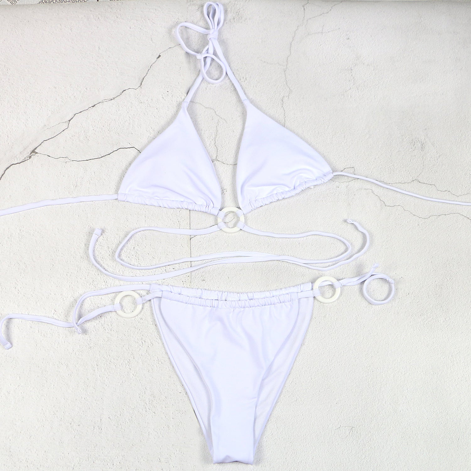 Women's Plastic Ring Stitched Split Swimsuit Low Waist