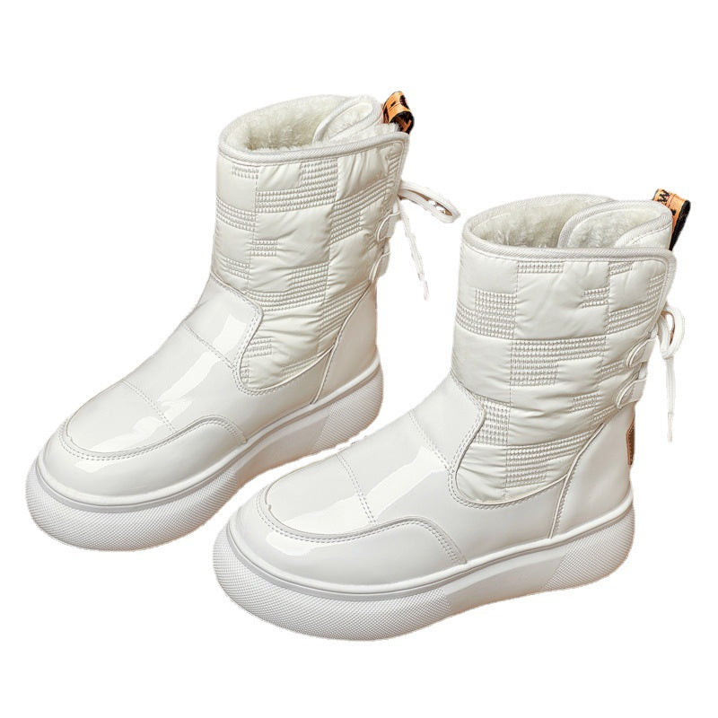 Women's Thick And Velvet Cotton Flat-bottomed Thick-soled Ankle Boots