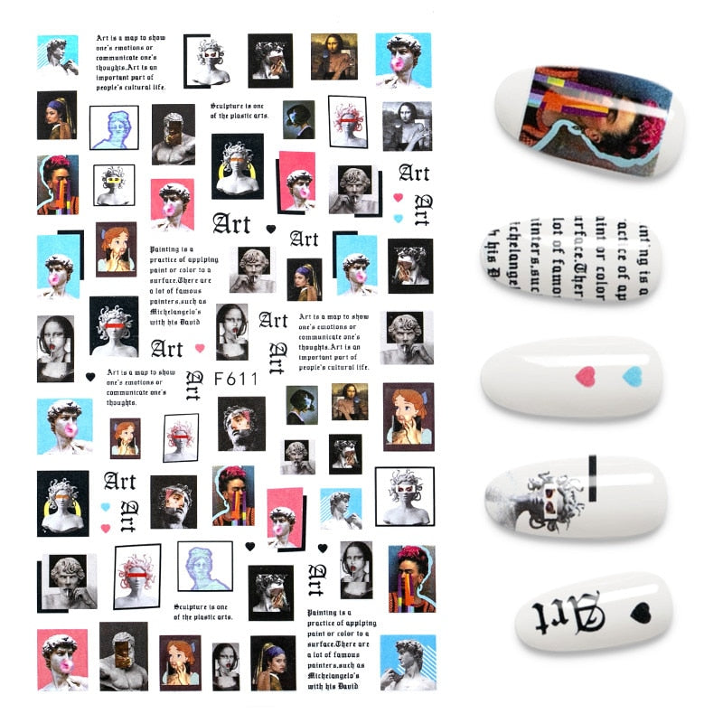 The New 3D Nail Sticker Cool English Letter stickers for nail Foil Love Heart Design Nails Accessories Fashion Manicure Sticker
