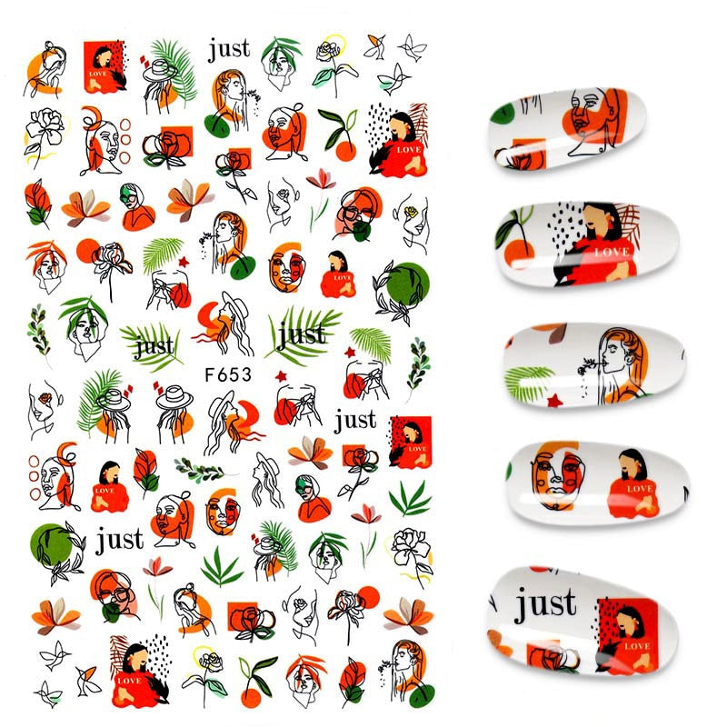 The New 3D Nail Sticker Cool English Letter stickers for nail Foil Love Heart Design Nails Accessories Fashion Manicure Sticker