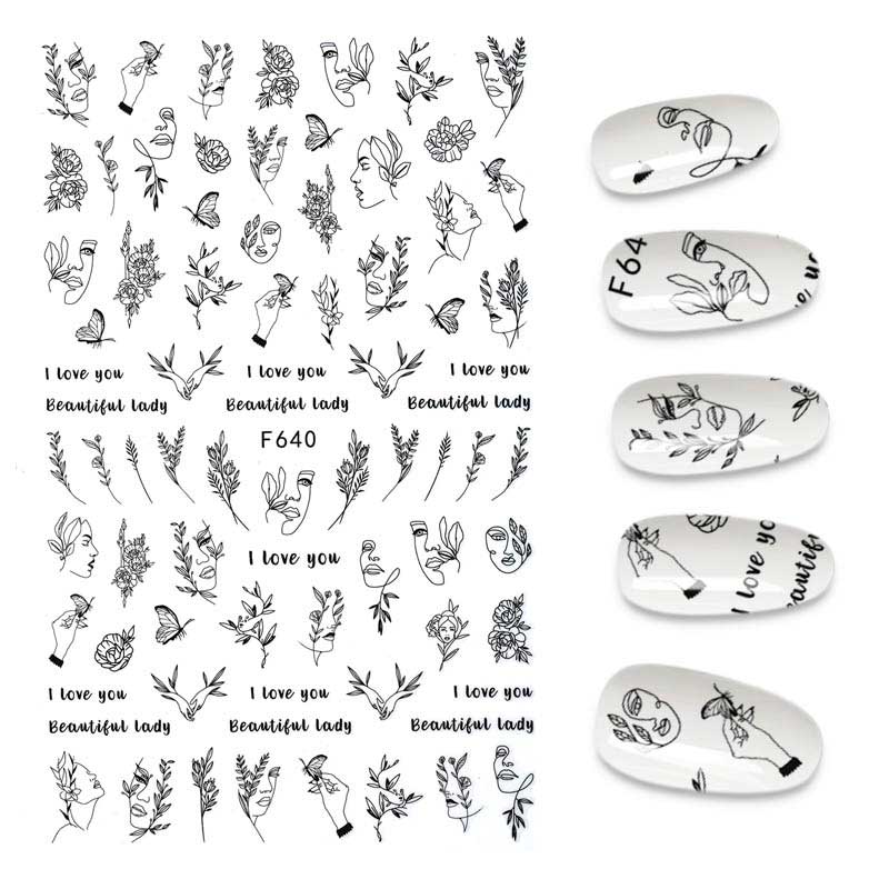 The New 3D Nail Sticker Cool English Letter stickers for nail Foil Love Heart Design Nails Accessories Fashion Manicure Sticker