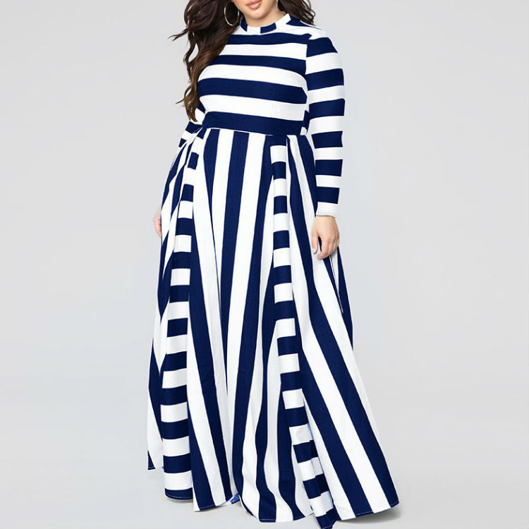 Loose Women's Dress Plus Size Striped Woman's Dress