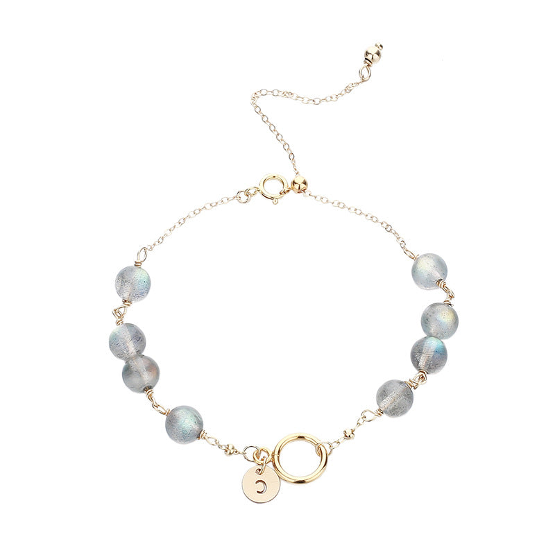 Natural Female Strawberry Gold Crystal Aquamarine Bracelet