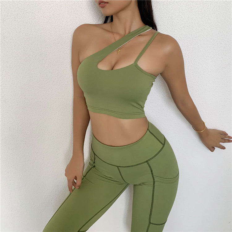 Explosive Oblique Shoulder Sports Fitness Yoga Suit