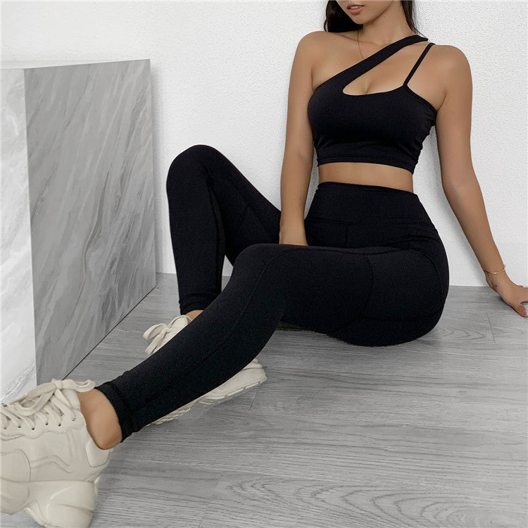 Explosive Oblique Shoulder Sports Fitness Yoga Suit