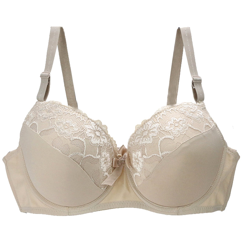 Lace Patchwork Embroidered Thin Plus Size Bra