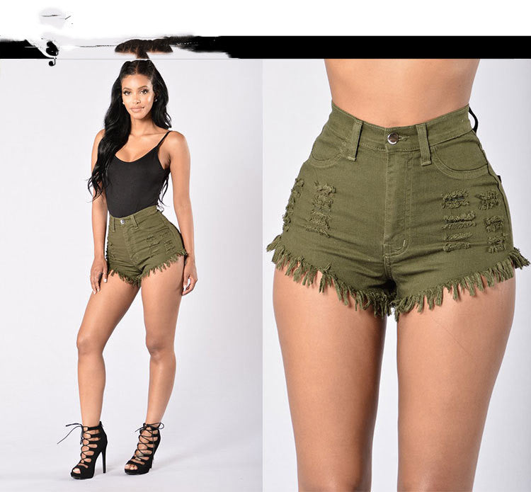 Stretch Sexy Frayed Denim Shorts Women's Hot Pants